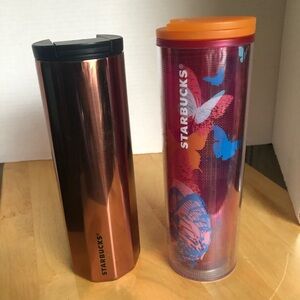 Starbucks Metallic Copper and Vibrant Butterfly Tumblers